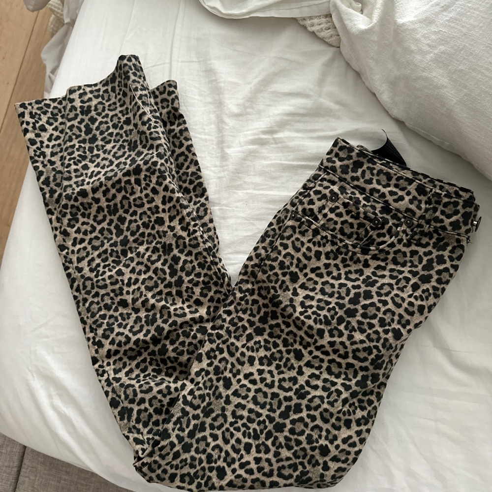 Zara leopard print straight leg jeans